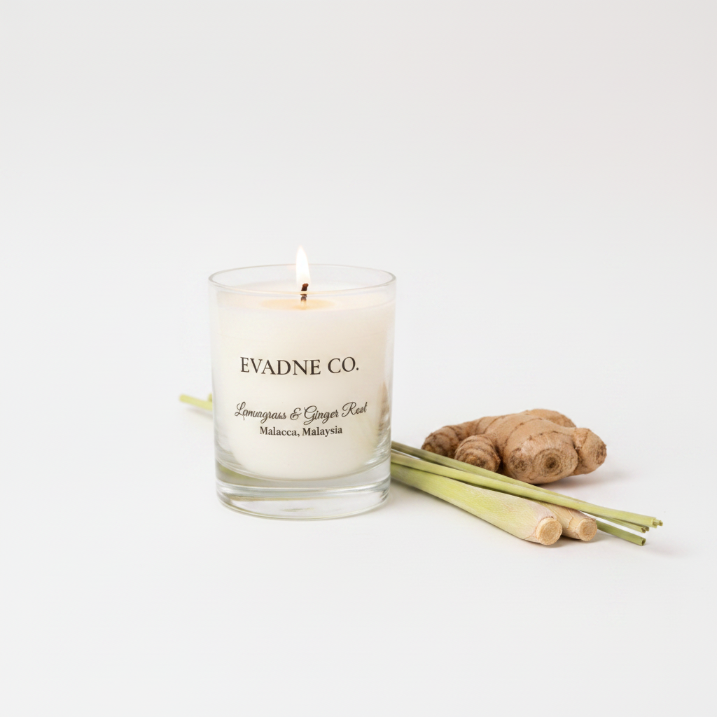 Lemongrass and Ginger Root Soy & Coconut Candle 200G - Evadne Co.
