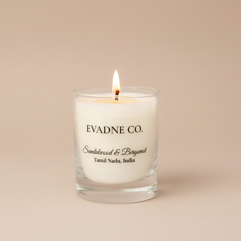 Sandalwood & Bergamont Soy & Coconut Candle 200G - Evadne Co.